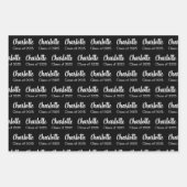 Klasse van 2025 Zwart Wit Afstuderen naampatroon Inpakpapier Vel (Voorkant 3)