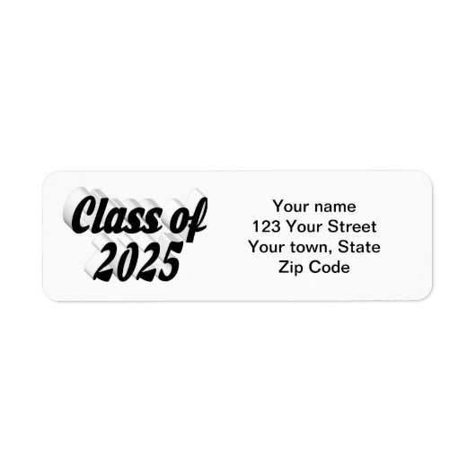 Klasse van 2025 zwarte tekst afstuderen etiket (Voorkant)