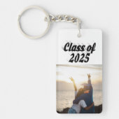 Klasse van 2025 zwarte tekst afstuderen foto sleutelhanger (Voorkant)