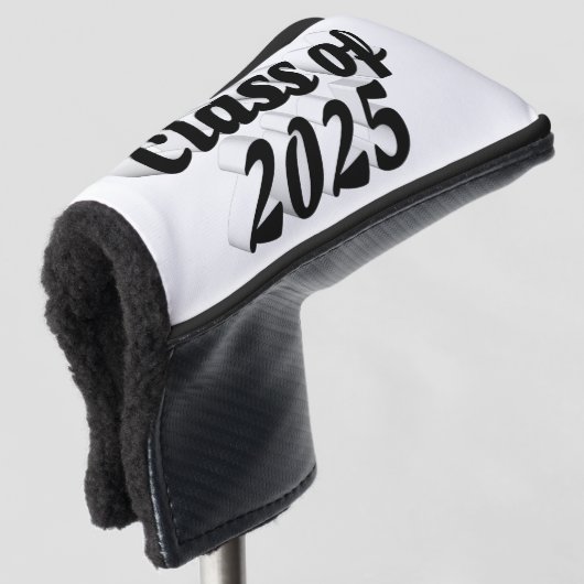 Klasse van 2025 zwarte tekst afstuderen golfheadcover (3/4 voorkant)