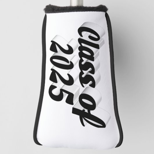 Klasse van 2025 zwarte tekst afstuderen golfheadcover (Draai 90)