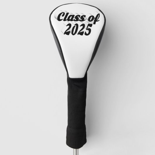 Klasse van 2025 zwarte tekst afstuderen golfheadcover (Voorkant)