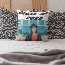 Klasse van 2025 zwarte typografie afstuderen foto kussen