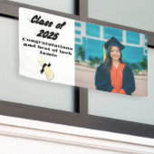 Klasse van 2025 zwarte typografie afstuderen foto spandoek (Buitenkant Gebouw)