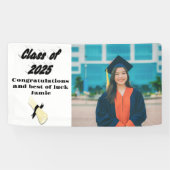 Klasse van 2025 zwarte typografie afstuderen foto spandoek (Horizontaal)