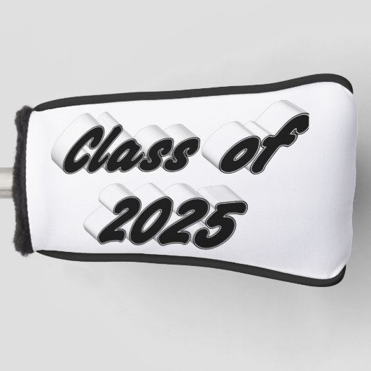 Klasse van 2025 zwarte typografie afstuderen golfheadcover (Voorkant)