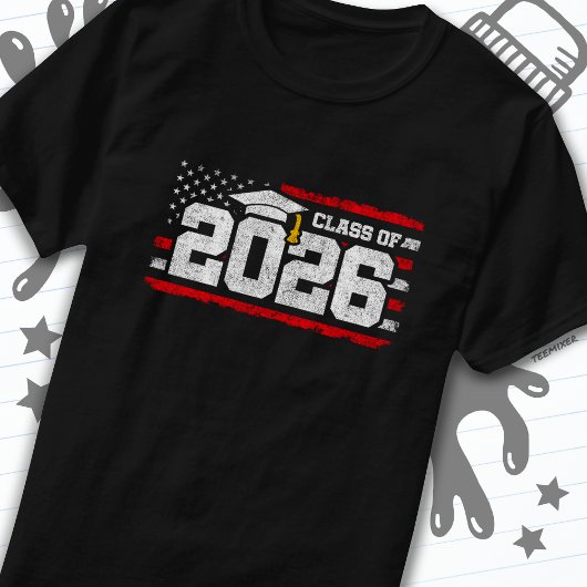 Klasse van 2026 Afstuderen American Flag Senior 20 T-shirt
