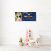 Klasse van 2026 Blue Gold Photo Graduation Party Spandoek (Insitu)