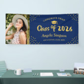 Klasse van 2026 Blue Gold Photo Graduation Party Spandoek (Beurs)
