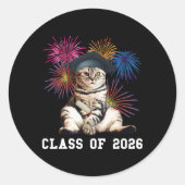 Klasse van 2026 Cat Lover Ronde Sticker (Voorkant)