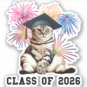 Klasse van 2026 Cat Lover Sticker (Voorkant)
