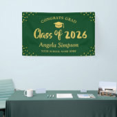 Klasse van 2026 Classic Green Gold Graduation Part Spandoek (Beurs)