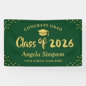 Klasse van 2026 Classic Green Gold Graduation Part Spandoek (Horizontaal)