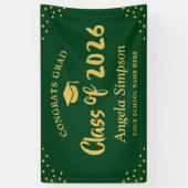 Klasse van 2026 Classic Green Gold Graduation Part Spandoek (Verticaal)