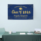 Klasse van 2026 Dark Blue Gold Afstuderen Display Spandoek (Beurs)