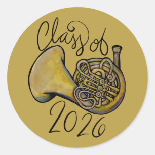 Klasse van 2026 Franse muziek van de Horn Band-kla Ronde Sticker
