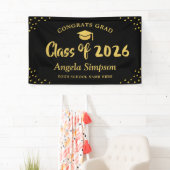 Klasse van 2026 Gold Brush Script Graduation Party Spandoek (Insitu)