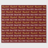 Klasse van 2026 Graduate's Name Dark Red White Gol Cadeaupapier (Vlak)