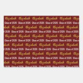 Klasse van 2026 Graduate's Name Dark Red White Gol Inpakpapier Vel (Voorkant 3)