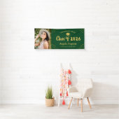 Klasse van 2026 Green Gold Photo Graduation Party Spandoek (Insitu)