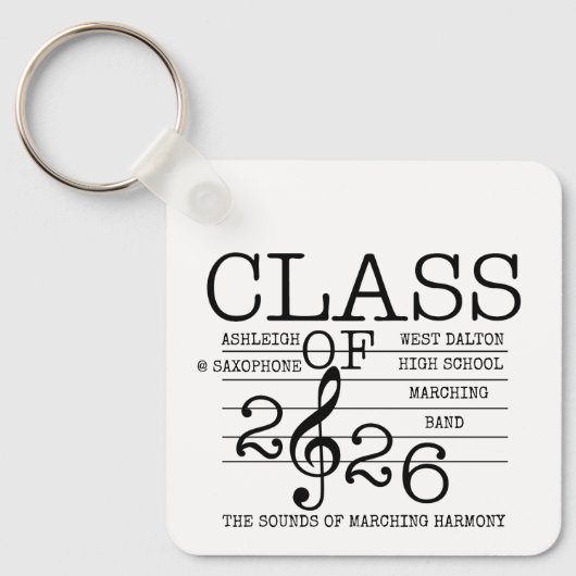 Klasse van 2026 Marching Band Afstuderen Inspirere Sleutelhanger (Voorkant)