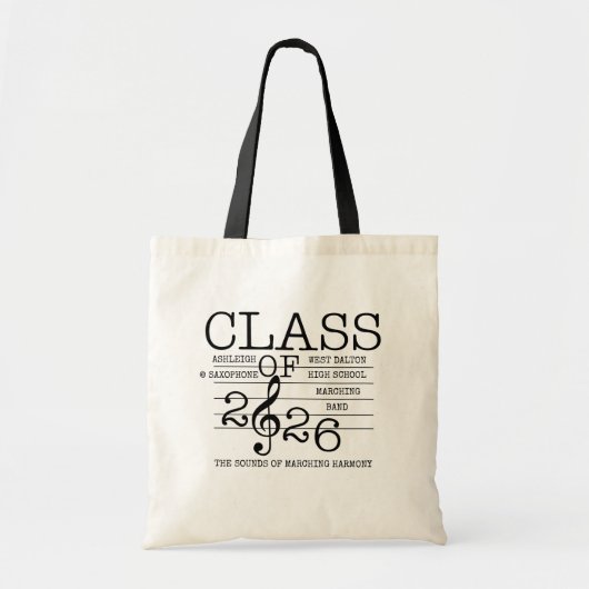 Klasse van 2026 Marching Band Tote Bag (Voorkant)