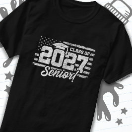 Klasse van 2027 Afstuderen American Flag Senior 20 T-shirt