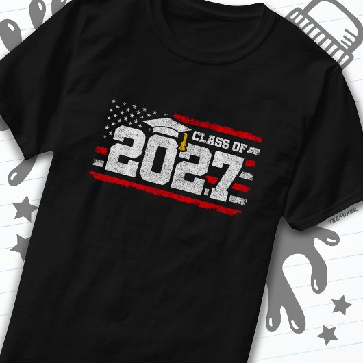 Klasse van 2027 Afstuderen American Flag Senior 20 T-shirt