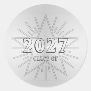Klasse van 2027 Afstuderen Dag van Janz Silver Sta Ronde Sticker