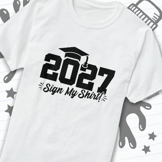Klasse van 2027 Afstuderen Sign Mijn Shirt Senior 