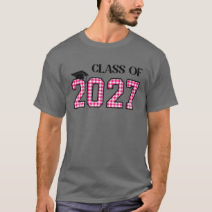Klasse van 2027 groeien met handdrukken ruimte op t-shirt