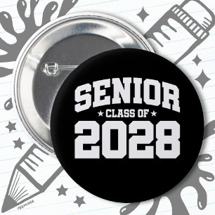 Klasse van 2028 High School Afstuderen Senior 2028 Ronde Button 5,7 Cm