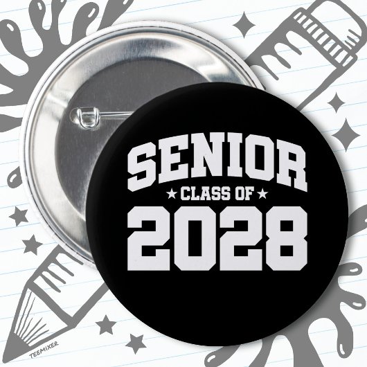 Klasse van 2028 High School Afstuderen Senior 2028 Ronde Button 5,7 Cm