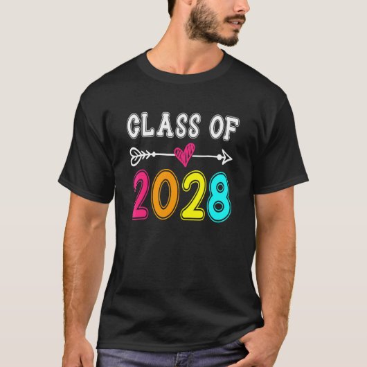 Klasse van 2028 Pre-K Afstuderen voorschoolse Afst T-shirt (Voorkant)