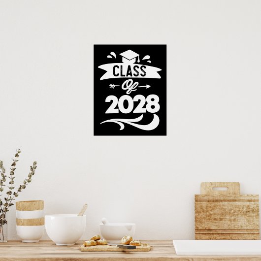 Klasse van 2028 TShirt senior Afstuderen 2028 Poster (Keuken)