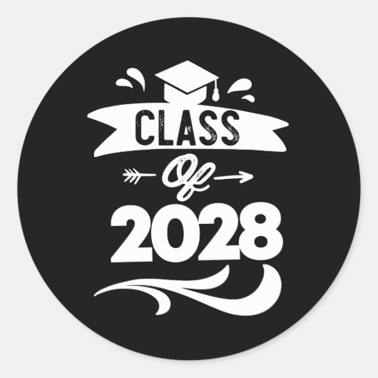 Klasse van 2028 TShirt senior Afstuderen 2028 Ronde Sticker (Voorkant)