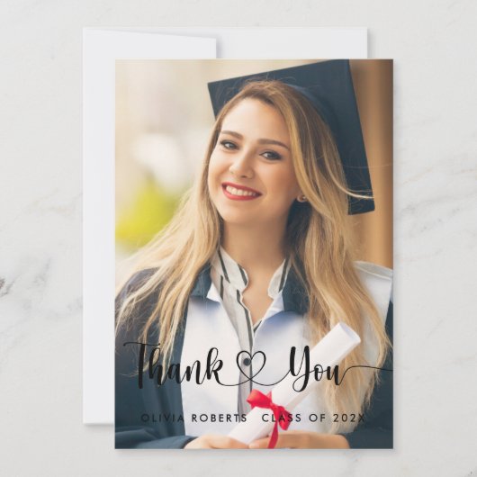 Klasse van 202X Afstuderen Foto Bedankkaart (Voorkant)
