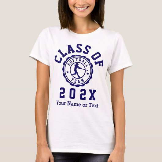 Klasse van 202X Meisjes Softbal Team T-shirt (Voorkant)