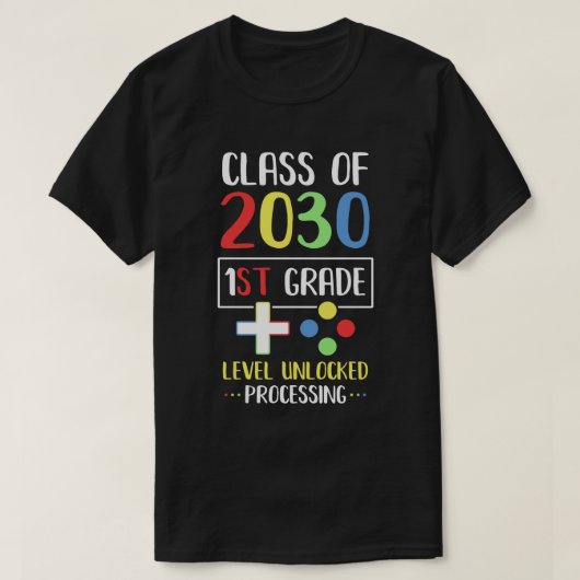 Klasse van 2030 1e gradenniveau ontgrendelen van g t-shirt (Design voorkant)