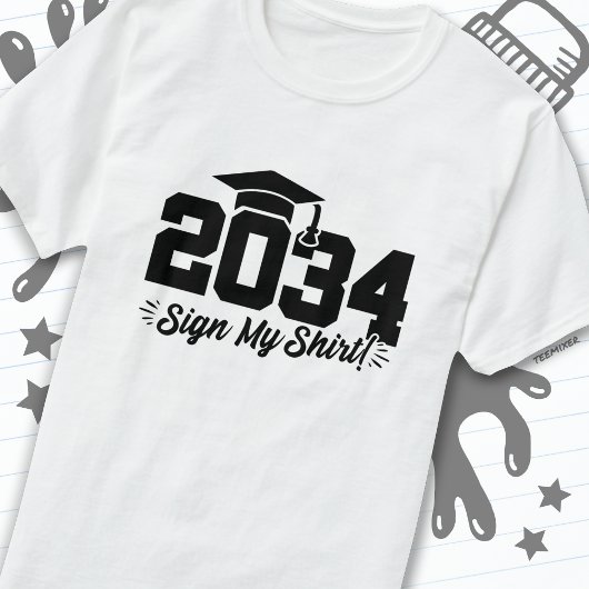 Klasse van 2034 Afstuderen Sign Mijn Shirt Senior 