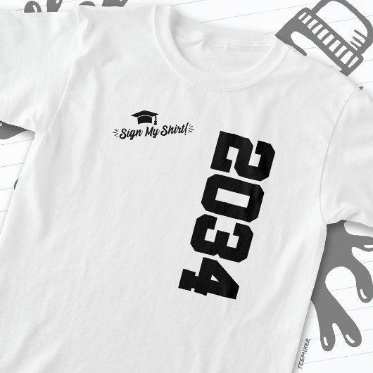Klasse van 2034 Afstuderen Sign Mijn Shirt Senior 