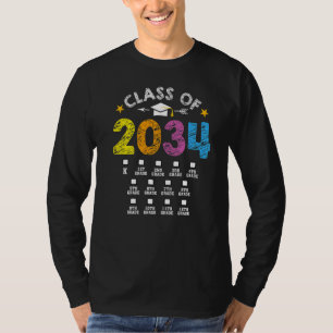 Klasse van 2034 groeien met me checklist Afstudere T-shirt