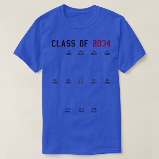 Klasse van 2034 Grow met Me 2034 Afstuderen Handpr T-shirt (Design voorkant)