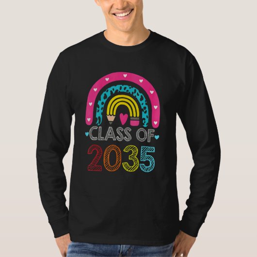 Klasse van 2034 Rainboogroze voorschoolse Afstuder T-shirt (Voorkant)