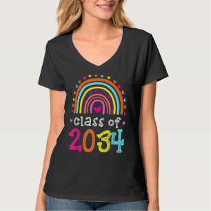 Klasse van 2034 Rainboogroze voorschoolse Afstuder T-shirt