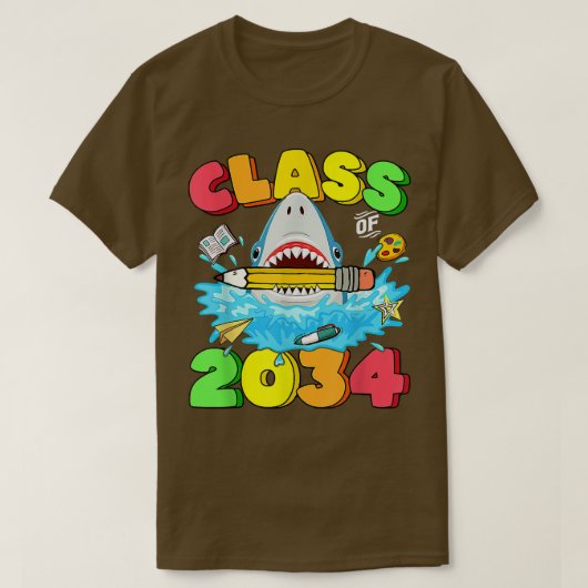 Klasse van 2034 Shark Grow with Me Afstuderen Kind T-shirt (Design voorkant)