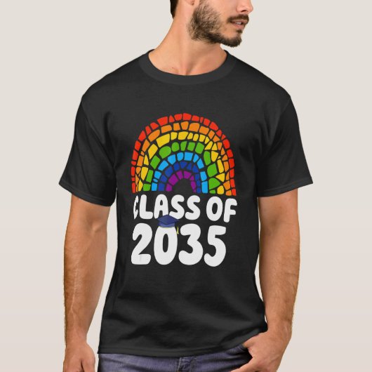 Klasse van 2035 Afstuderen Afstuderen regenboog re T-shirt (Voorkant)