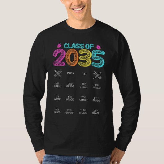 Klasse van 2035 Afstuderen eerste schooldag T-shirt (Voorkant)
