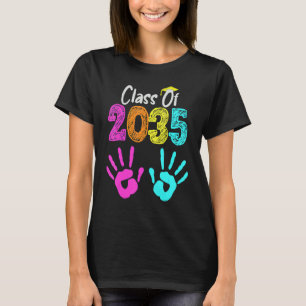 Klasse van 2035 groeien met handafdruk voor K 12e T-shirt