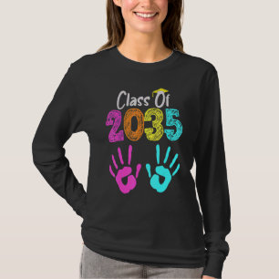 Klasse van 2035 groeien met handdruk op de achterk t-shirt